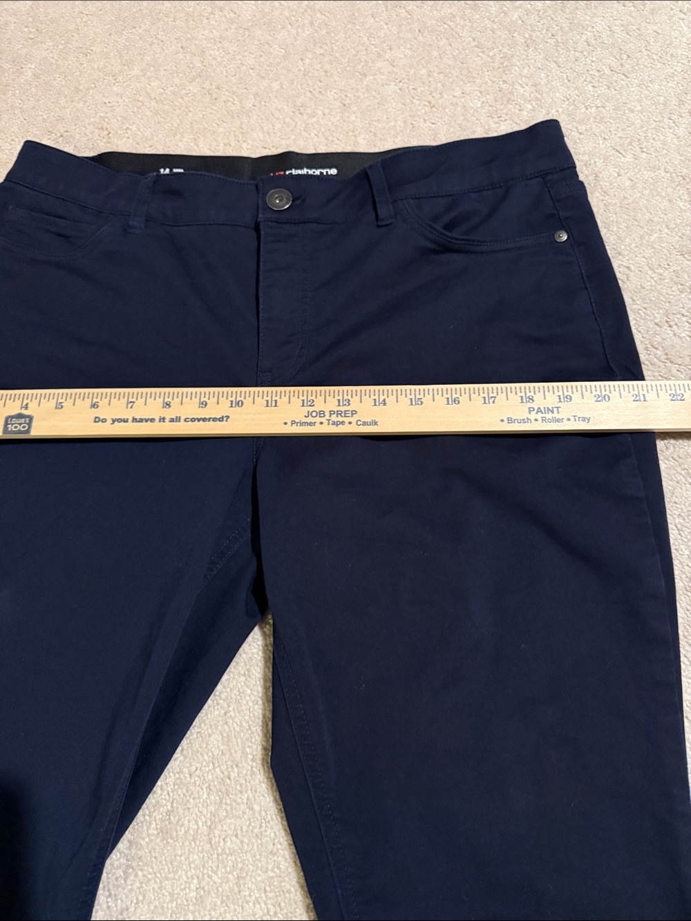 Liz Claiborne Dark Navy Sara Slim Leg Mid Rise Pants - Picture 6 of 9